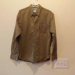 Men's Columbia dark tan button down shirt